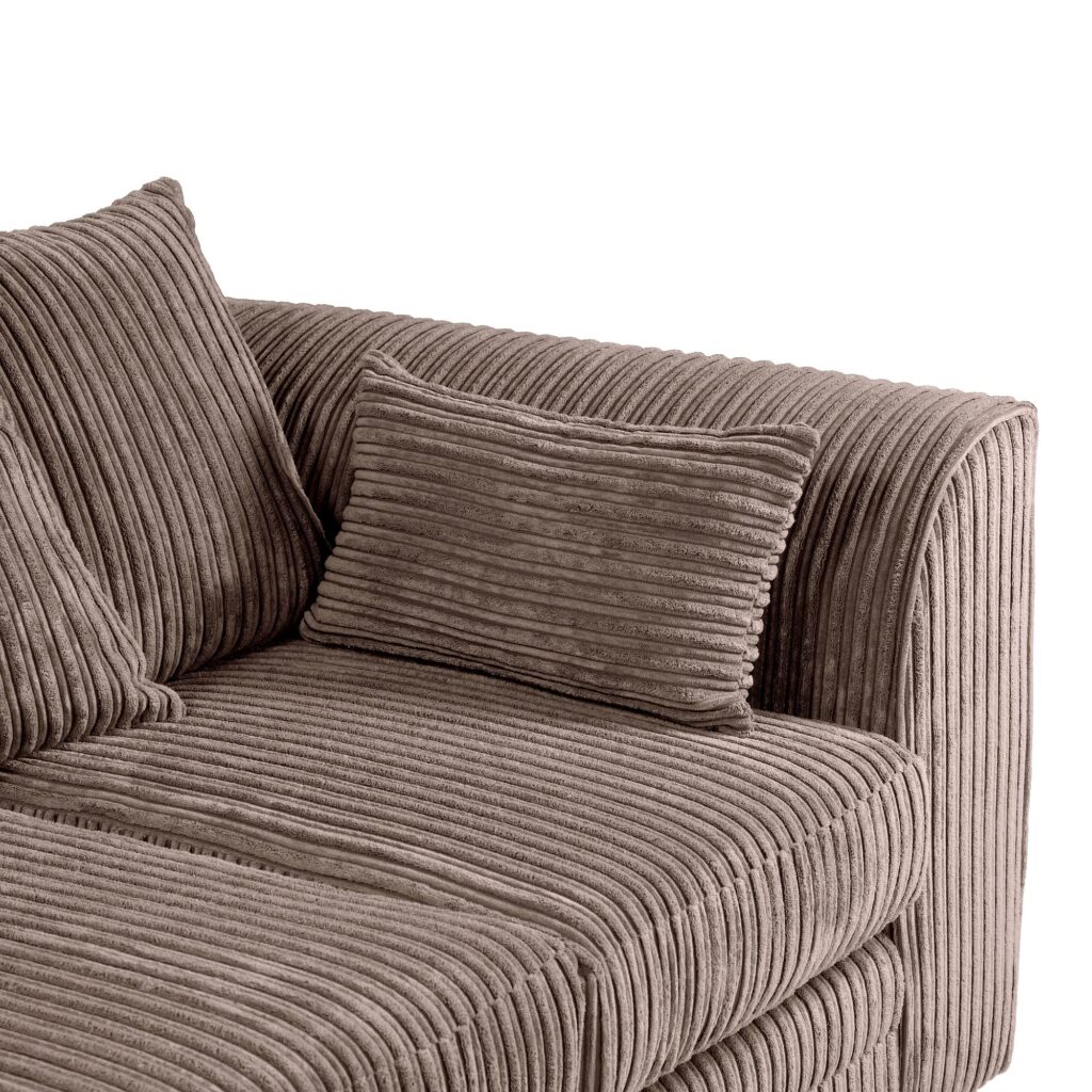 Dylan Jumbo Cord 4 Seater Fabric Corner Sofa in Chocolate
