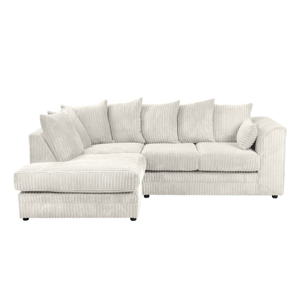 Dylan Jumbo Cord 4 Seater Fabric Corner Sofa in Cream
