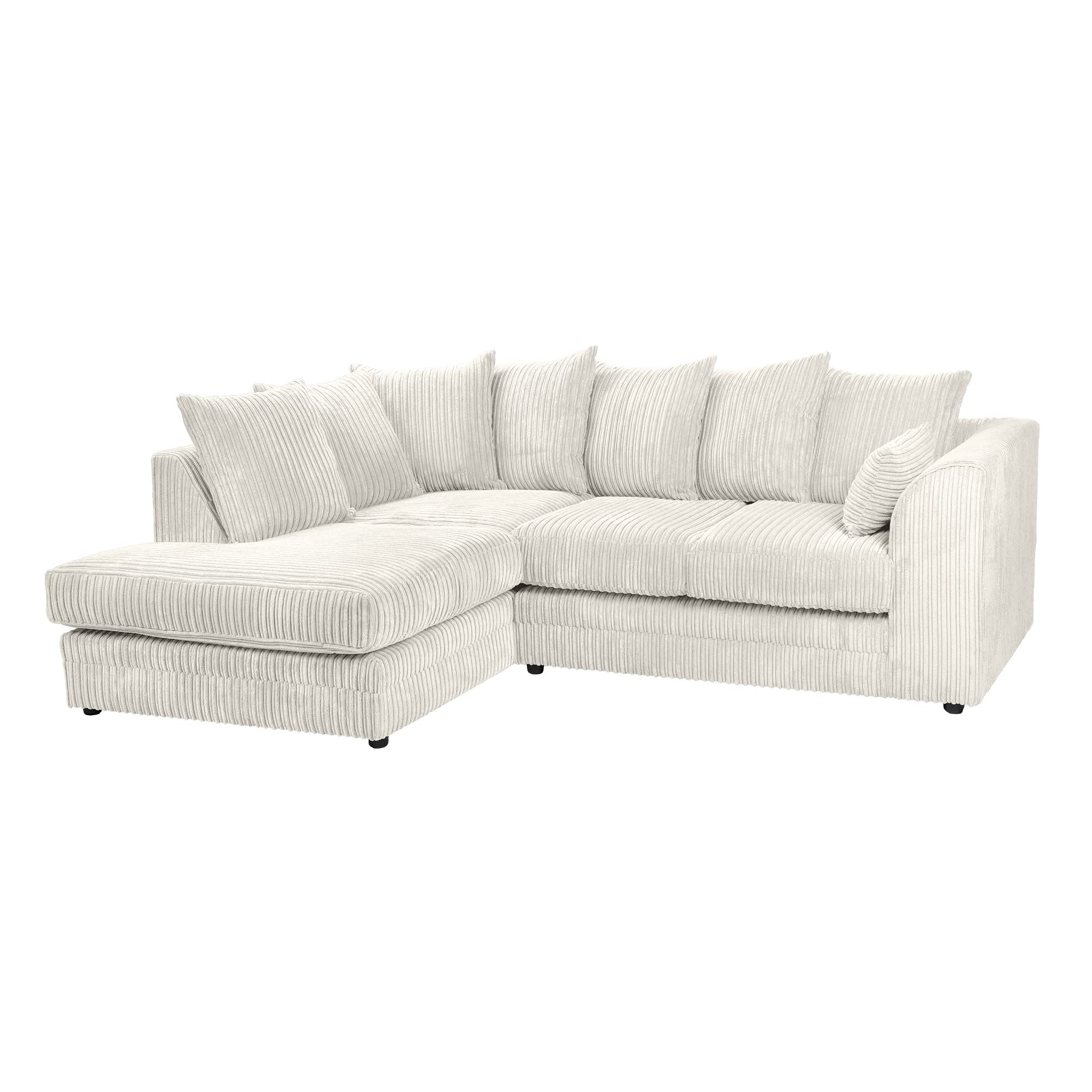 Dylan Jumbo Cord 4 Seater Fabric Corner Sofa in Cream Dylan Jumbo Cord 4 Seater Fabric Corner Sofa in Cream - Image 4