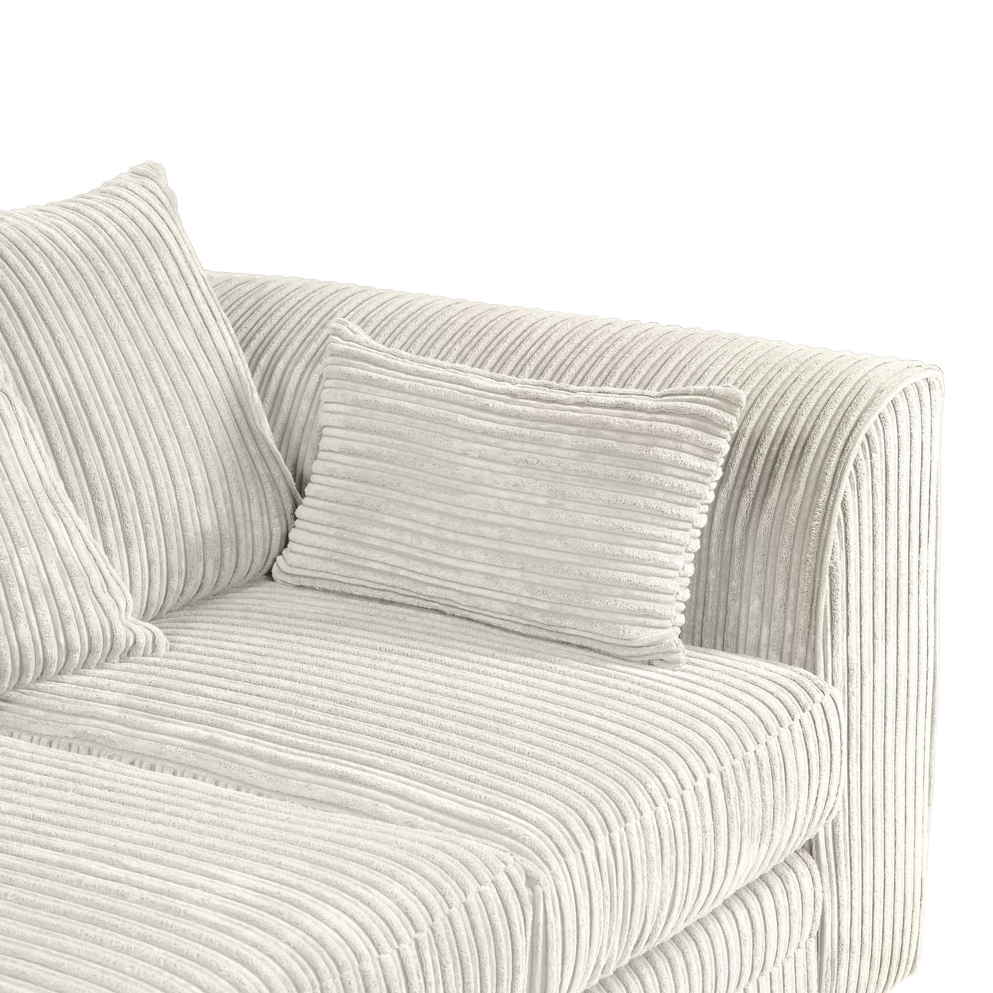 Dylan Jumbo Cord 4 Seater Fabric Corner Sofa in Cream Dylan Jumbo Cord 4 Seater Fabric Corner Sofa in Cream - Image 2