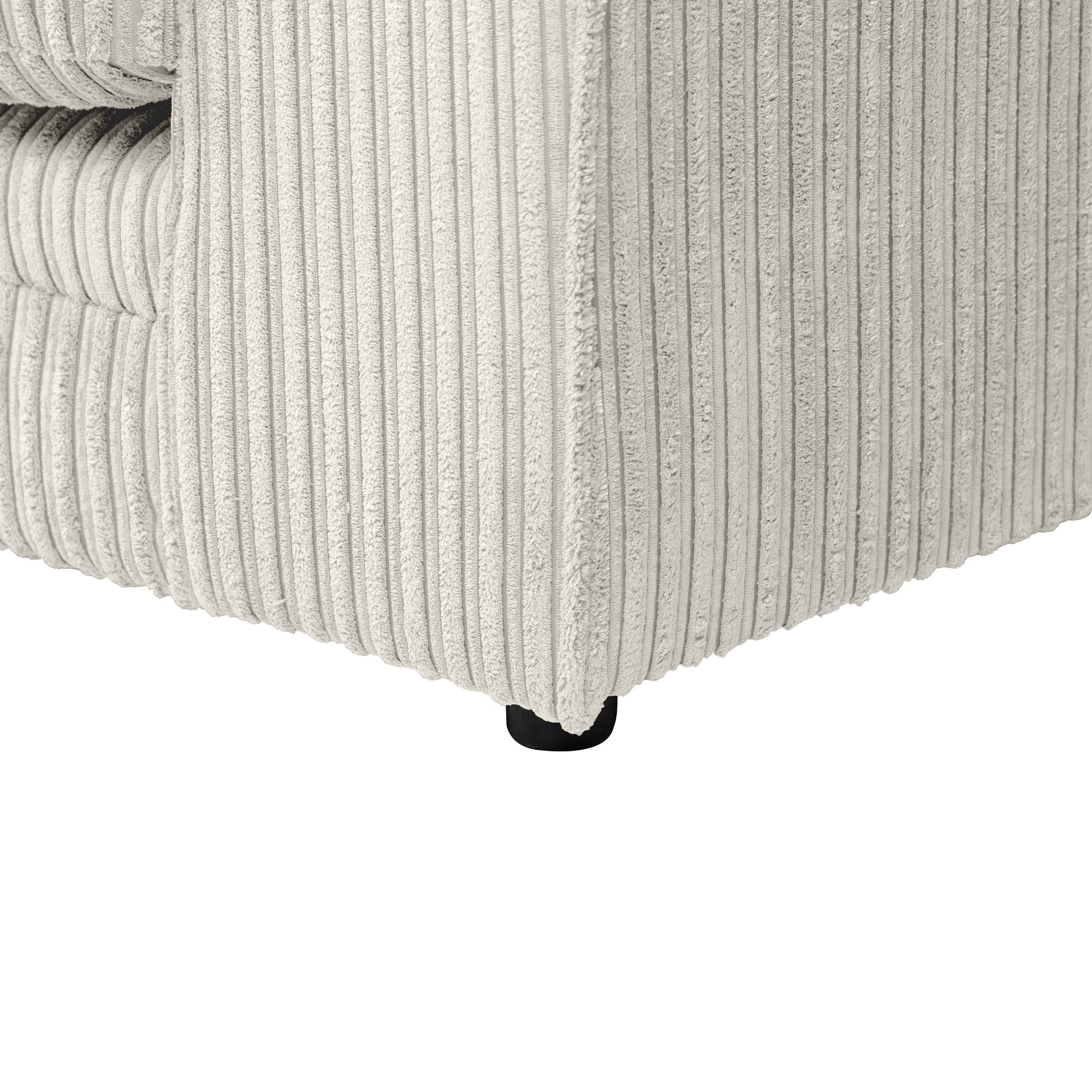 Dylan Jumbo Cord 4 Seater Fabric Corner Sofa in Cream Dylan Jumbo Cord 4 Seater Fabric Corner Sofa in Cream - Image 9