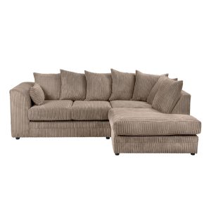 Dylan Jumbo Cord 4 Seater Fabric Corner Sofa in Coffee - Image 6
