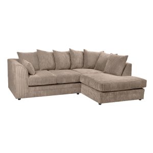 Dylan Jumbo Cord 4 Seater Fabric Corner Sofa in Coffee - Image 5