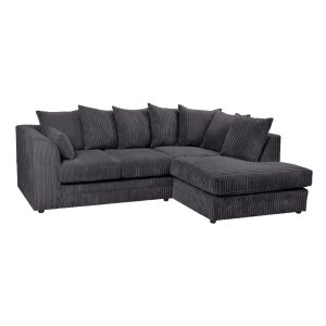 Dylan Jumbo Cord 4 Seater Fabric Corner Sofa in Black - Image 6