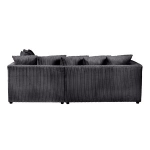 Dylan Jumbo Cord 4 Seater Fabric Corner Sofa in Black - Image 8
