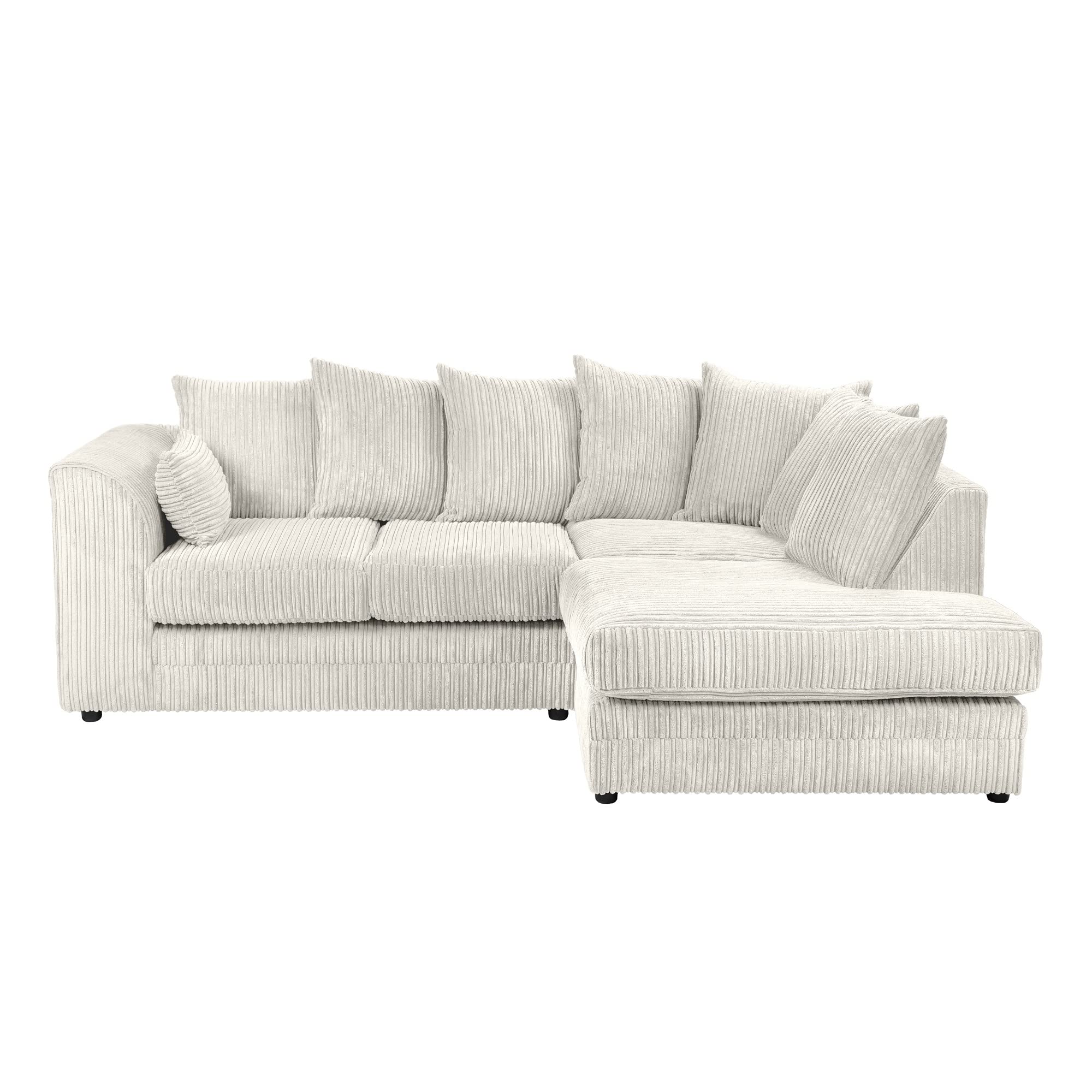 Dylan Jumbo Cord 4 Seater Fabric Corner Sofa in Cream Dylan Jumbo Cord 4 Seater Fabric Corner Sofa in Cream - Image 5