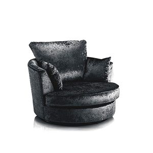 Dylan Crushed Velvet Fabric Swivel Chair Armchair in Black