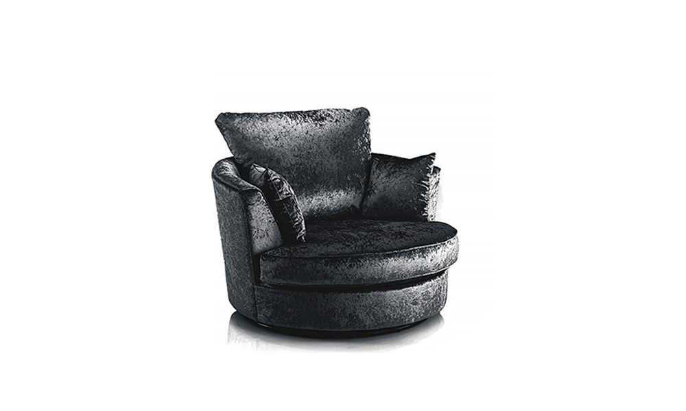 Dylan Crushed Velvet Fabric Swivel Chair Armchair in Black Dylan Crushed Velvet Fabric Swivel Chair Armchair in Black