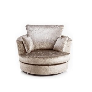 Dylan Crushed Velvet Fabric Swivel Chair Armchair in Mink