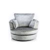 Dylan Crushed Velvet Fabric Swivel Chair Armchair in Silver