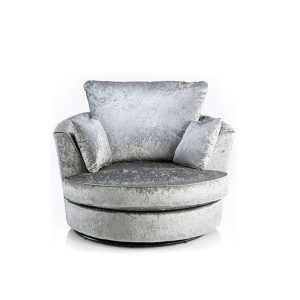 Dylan Crushed Velvet Fabric Swivel Chair Armchair in Silver