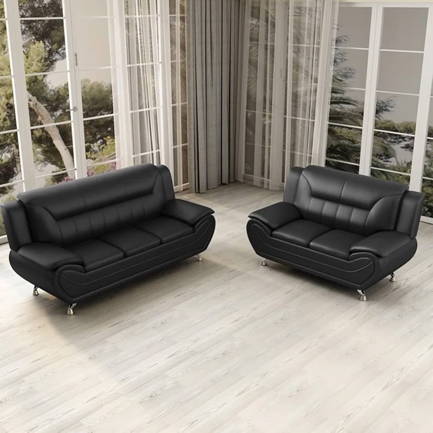 Eclipse Leather 3+2 Seater Sofa in Black Eclipse Leather 3+2 Seater Sofa in Black