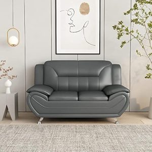 Eclipse Leather 3+2 Seater Sofa in Grey - Image 5