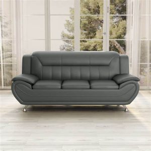 Eclipse Leather 3+2 Seater Sofa in Grey - Image 2