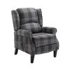 Estonia Pushback Recliner Armchair in Grey Tartan