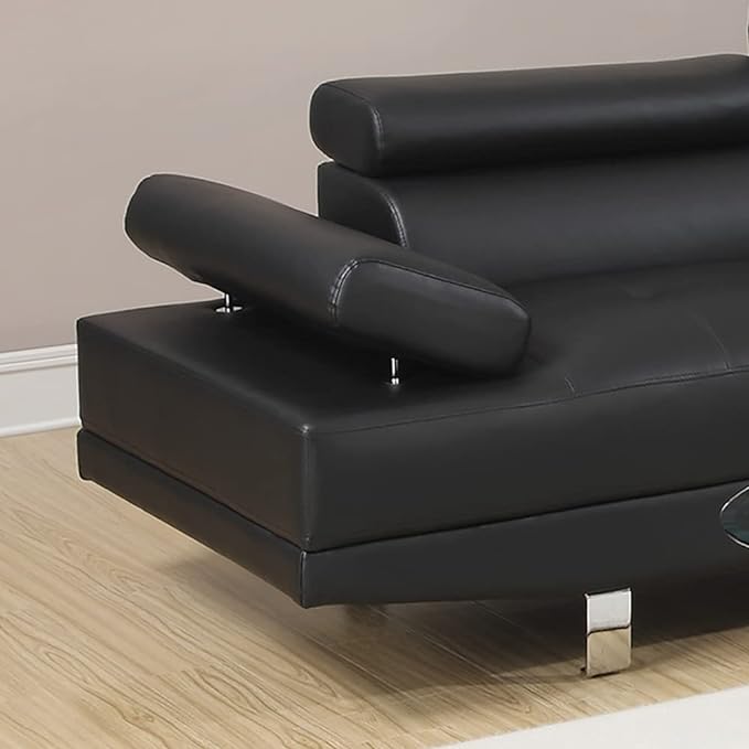Fidenza Leather 4-5 Seater Corner Sofa in Black