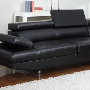 Fidenza Leather 4-5 Seater Corner Sofa in Black - Image 3