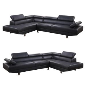 Fidenza Leather 4-5 Seater Corner Sofa in Black