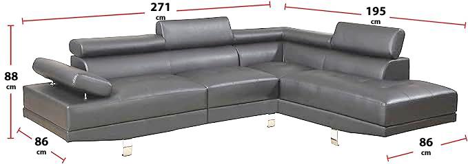 Fidenza Leather 4-5 Seater Corner Sofa in Grey Fidenza Leather 4-5 Seater Corner Sofa in Grey