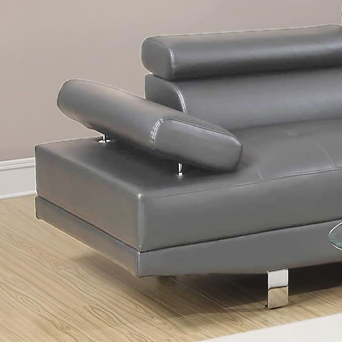 Fidenza Leather 4-5 Seater Corner Sofa in Grey