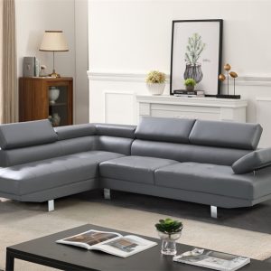Fidenza Leather 4-5 Seater Corner Sofa in Grey Fidenza Leather 4-5 Seater Corner Sofa in Grey - Image 2