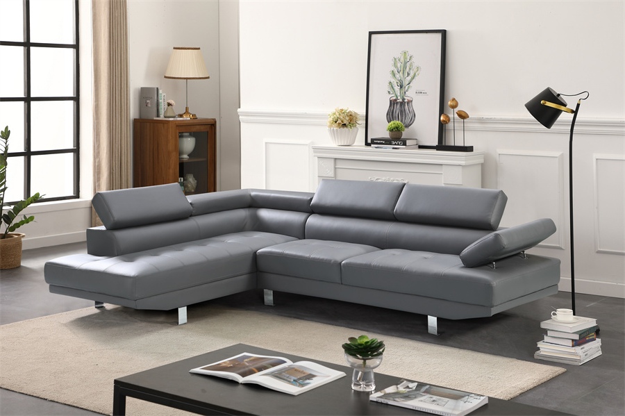 Fidenza Leather 4-5 Seater Corner Sofa in Grey Fidenza Leather 4-5 Seater Corner Sofa in Grey - Image 2