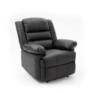 Lisbon Home Lounge Leather Manual Recliner Armchair in Black