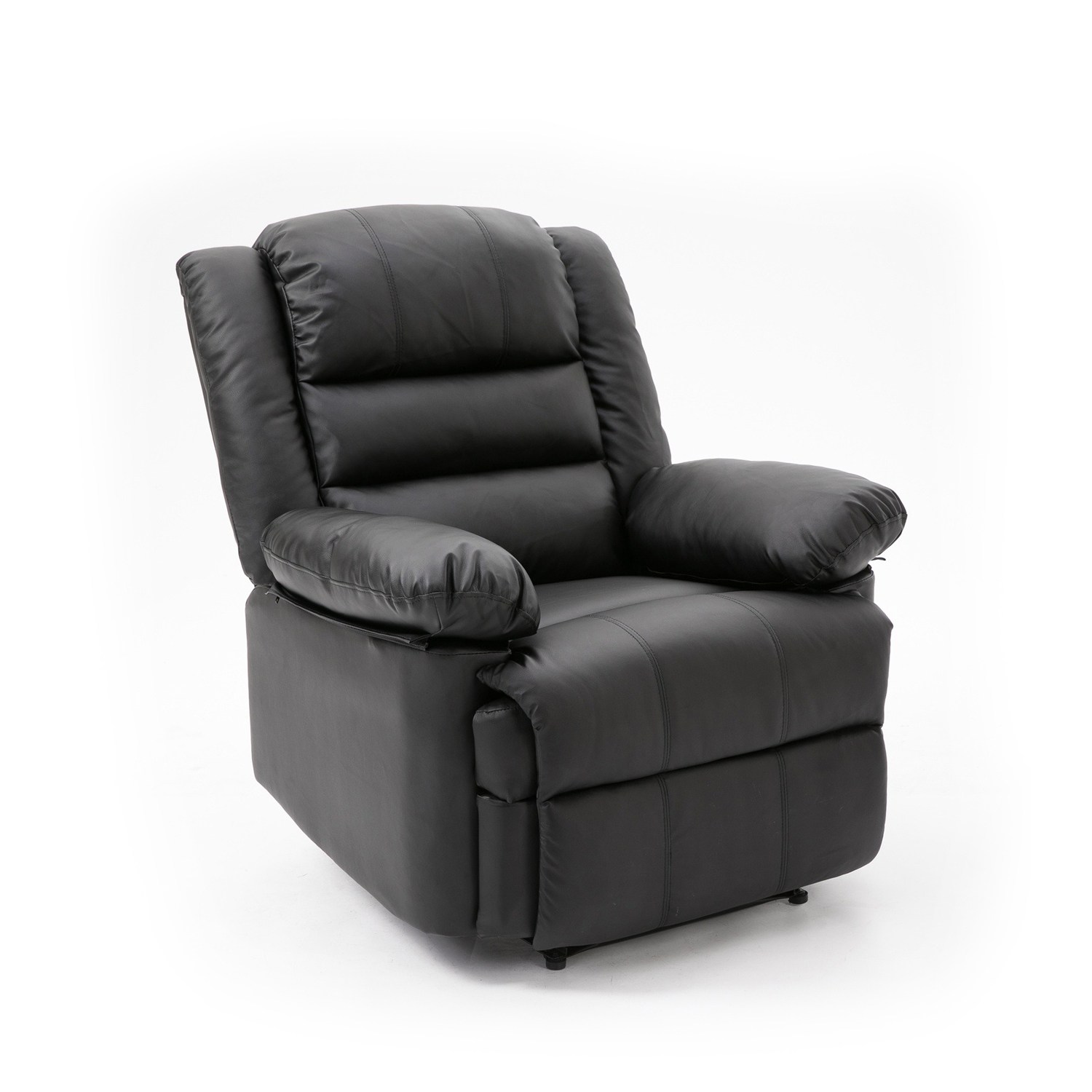 Lisbon Home Lounge Leather Manual Recliner Armchair in Black Lisbon Home Lounge Leather Manual Recliner Armchair in Black