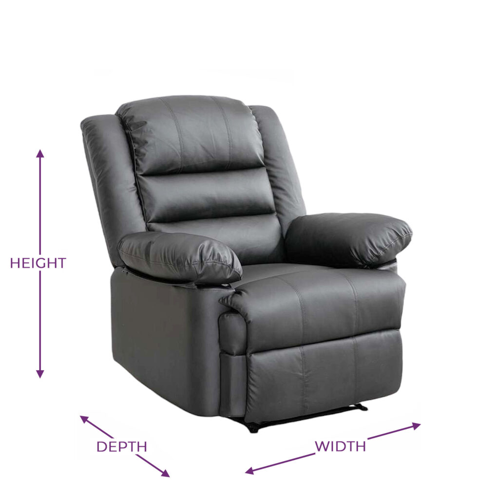 Lisbon Home Lounge Leather Manual Recliner Armchair in Grey