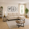Luna Linen Fabric 3 Seater Convertible Sectional Sofa in Beige