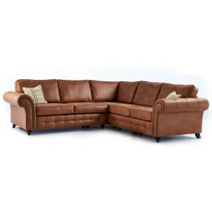 Oakland Suede 4-5 Seater Corner Sofa in Tan Brown Fabric