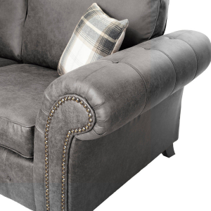Oakland Suede Sofa 3+2 Seater Fabric Sofa in Charcoal Black - Image 5