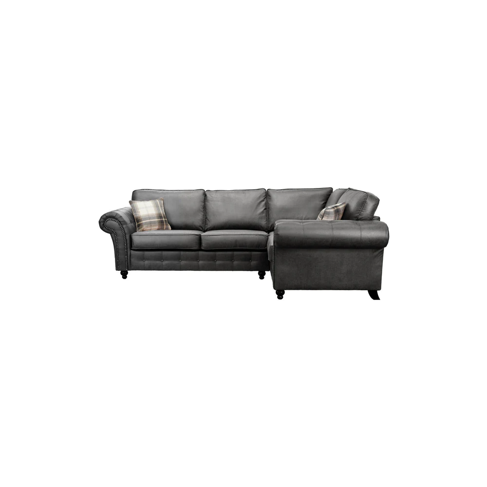 Oakland Suede 4-5 Seater Corner Sofa in Charcoal Black Fabric Oakland Suede 4-5 Seater Corner Sofa in Charcoal Black Fabric - Image 4