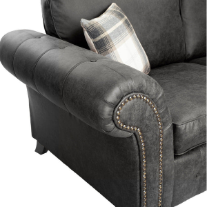 Oakland Suede Sofa 3+2 Seater Fabric Sofa in Charcoal Black - Image 4