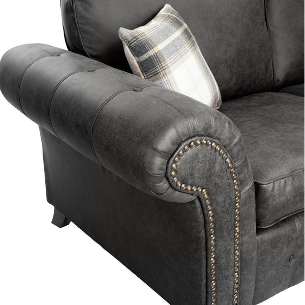 Oakland Suede 4-5 Seater Corner Sofa in Charcoal Black Fabric