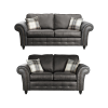 Oakland Suede Sofa 3+2 Seater Fabric Sofa in Charcoal Black