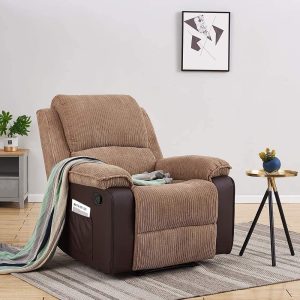 Preston Jumbo Cord Manual Recliner Armchair in Brown - Image 3