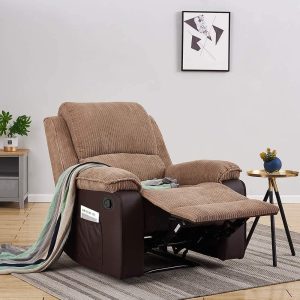 Preston Jumbo Cord Manual Recliner Armchair in Brown - Image 4