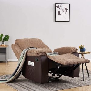 Alternative view of Preston Jumbo Cord Manual Recliner Armchair in Brown