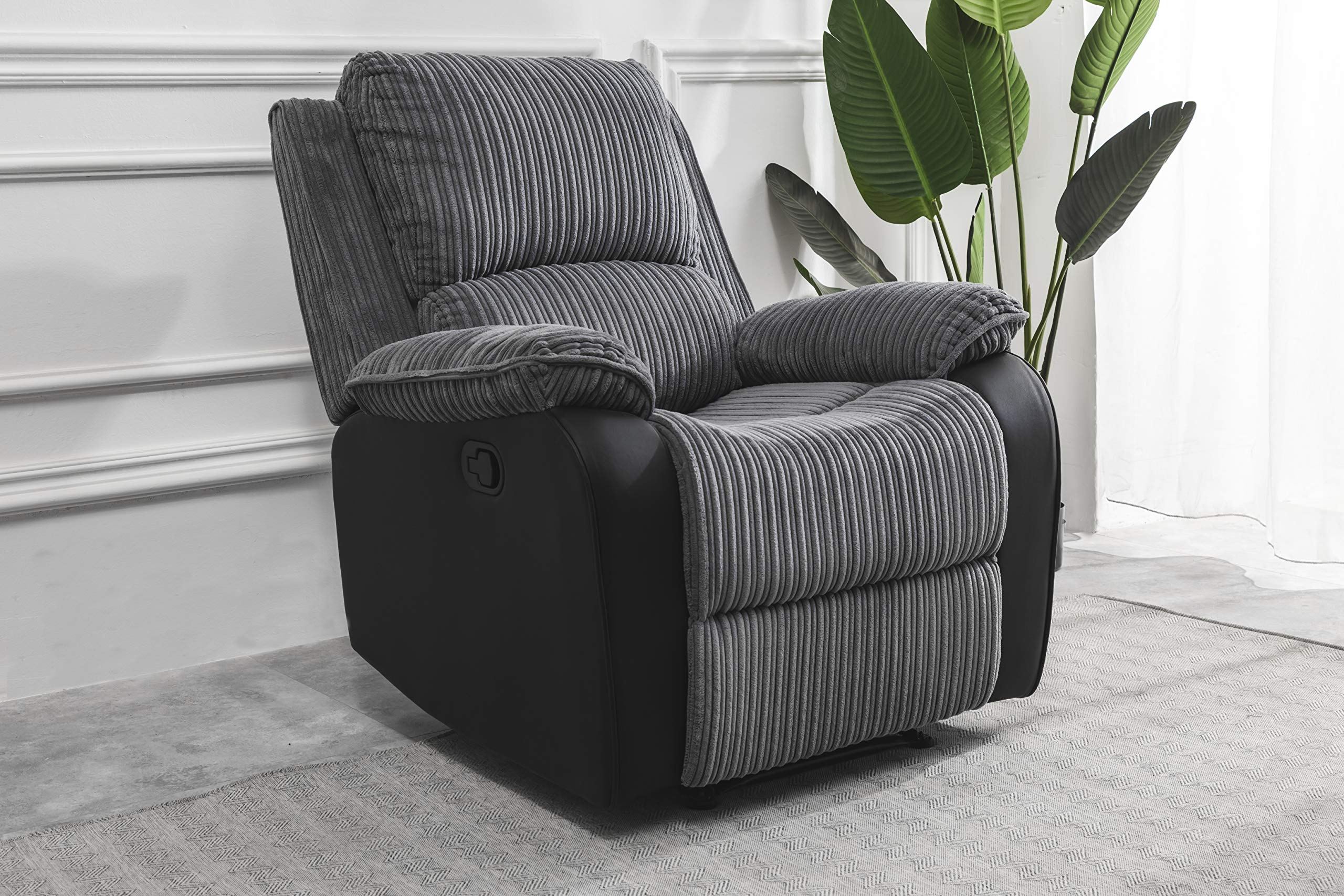 Preston Jumbo Cord Manual Recliner Armchair in Grey Preston Jumbo Cord Manual Recliner Armchair in Grey - Image 3