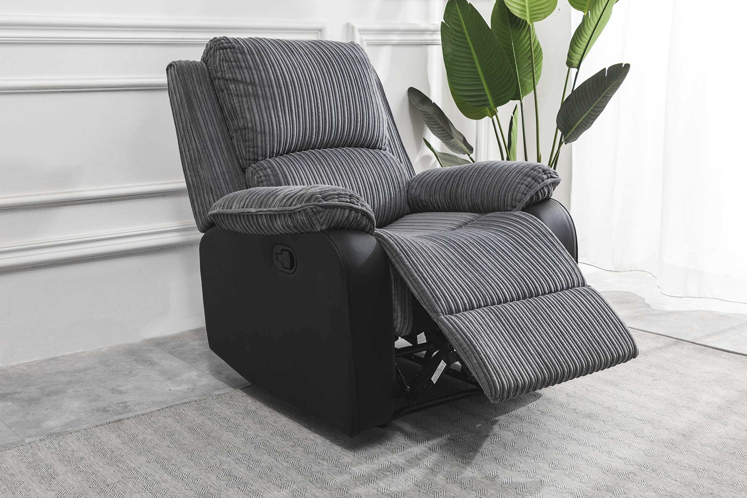 Preston Jumbo Cord Manual Recliner Armchair in Grey Preston Jumbo Cord Manual Recliner Armchair in Grey - Image 4