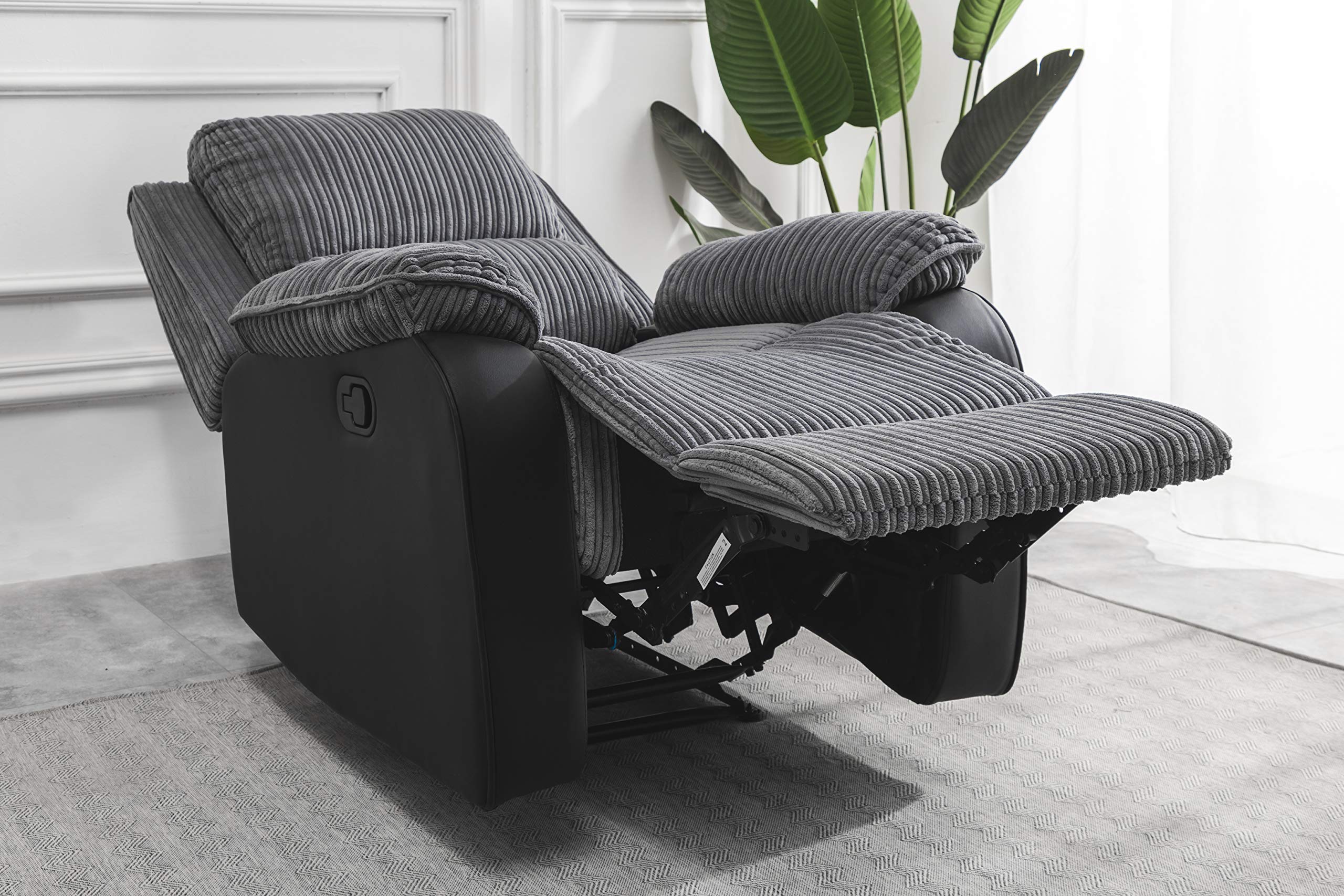 Preston Jumbo Cord Manual Recliner Armchair in Grey Preston Jumbo Cord Manual Recliner Armchair in Grey - Image 5