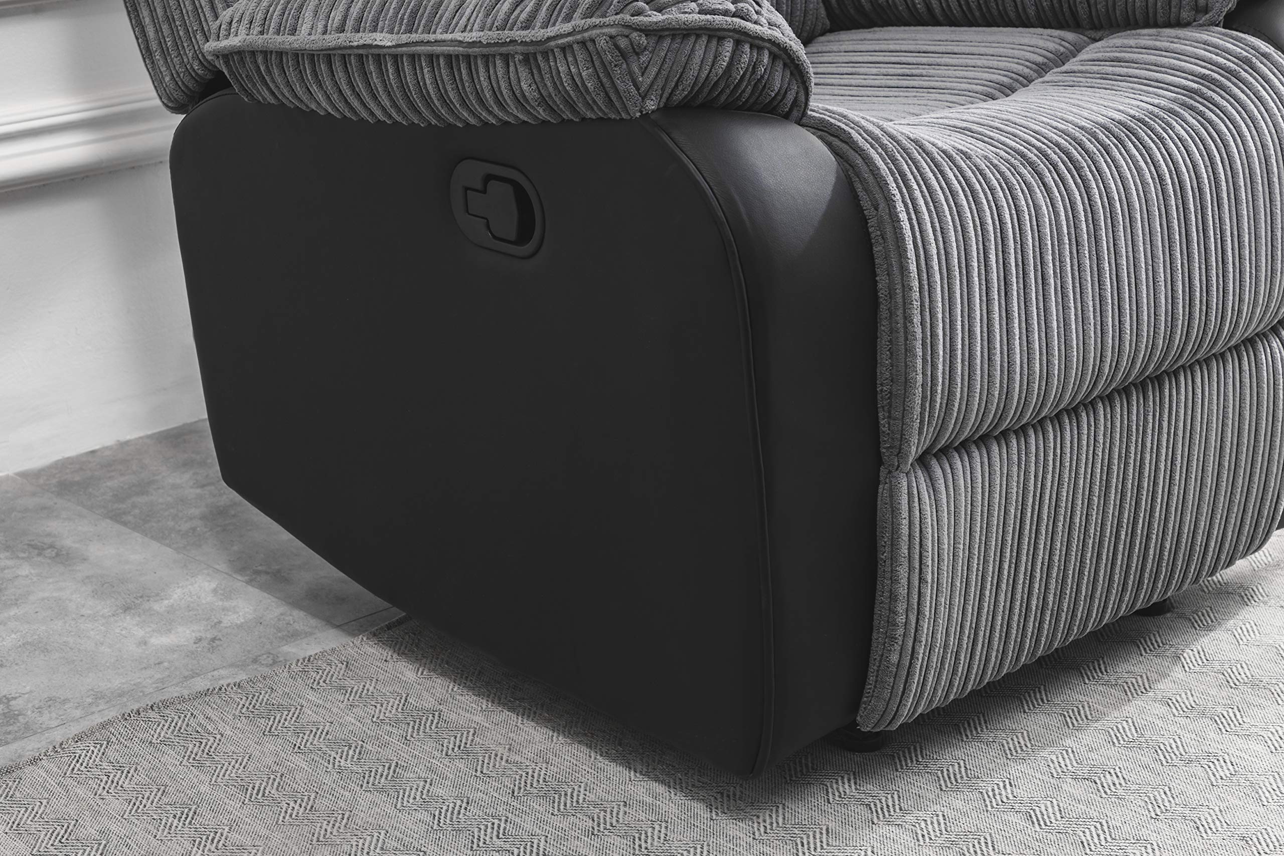 Preston Jumbo Cord Manual Recliner Armchair in Grey Preston Jumbo Cord Manual Recliner Armchair in Grey - Image 2