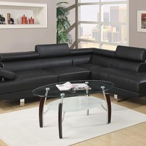 Fidenza Leather 4-5 Seater Corner Sofa in Black - Image 2