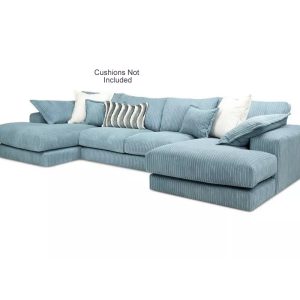 Rest Jumbo Cord Fabric Double Ended Chaise Sofa with Footstool in Sky Blue Rest Jumbo Cord Fabric Double Ended Chaise Sofa with Footstool in Sky Blue - Image 3