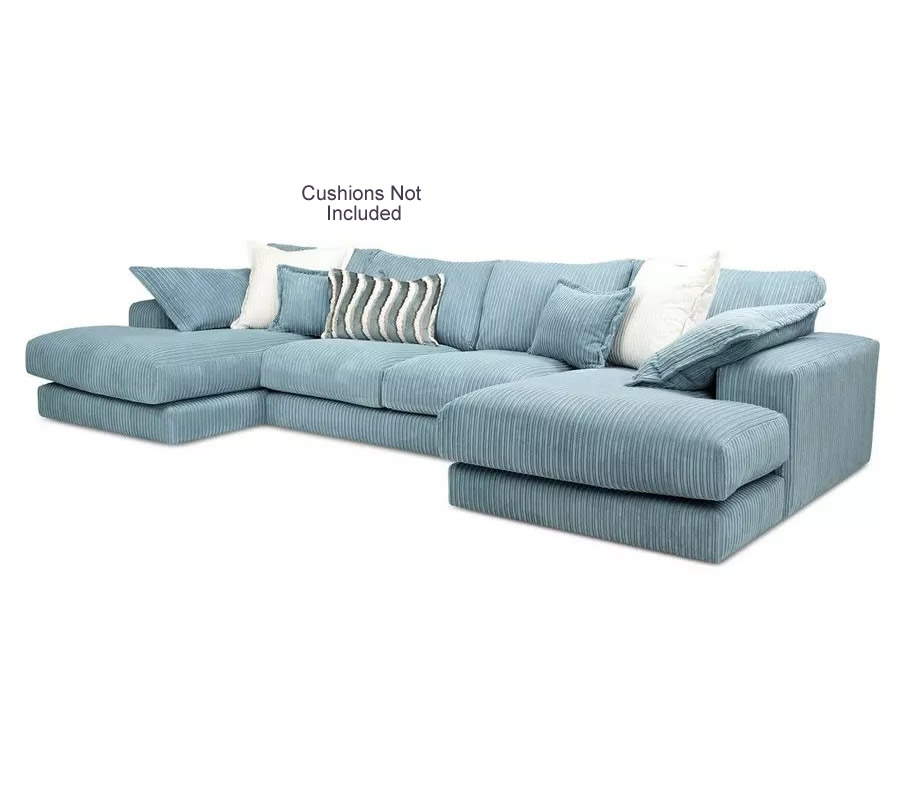 Rest Jumbo Cord Fabric Double Ended Chaise Sofa with Footstool in Sky Blue Rest Jumbo Cord Fabric Double Ended Chaise Sofa with Footstool in Sky Blue - Image 3