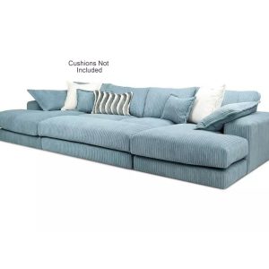 Rest Jumbo Cord Fabric Double Ended Chaise Sofa with Footstool in Sky Blue Rest Jumbo Cord Fabric Double Ended Chaise Sofa with Footstool in Sky Blue - Image 5