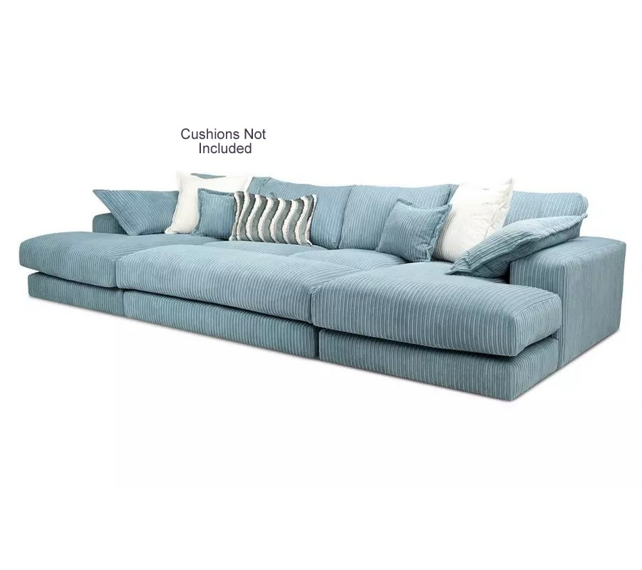 Rest Jumbo Cord Fabric Double Ended Chaise Sofa with Footstool in Sky Blue Rest Jumbo Cord Fabric Double Ended Chaise Sofa with Footstool in Sky Blue - Image 5