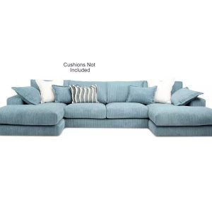 Alternative view of Rest Jumbo Cord Fabric Double Ended Chaise Sofa with Footstool in Sky Blue