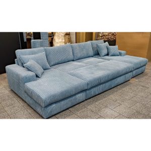 Rest Jumbo Cord Fabric Double Ended Chaise Sofa with Footstool in Sky Blue Rest Jumbo Cord Fabric Double Ended Chaise Sofa with Footstool in Sky Blue - Image 6